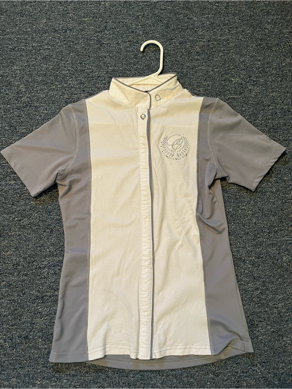 Cavallo Equestrian Show Shirt in White and Gray size small